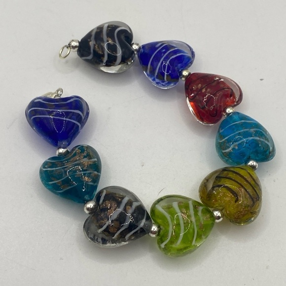 fass Jewelry - Murano Glass Heart Fass Bracelet 925 Sterling Silver
